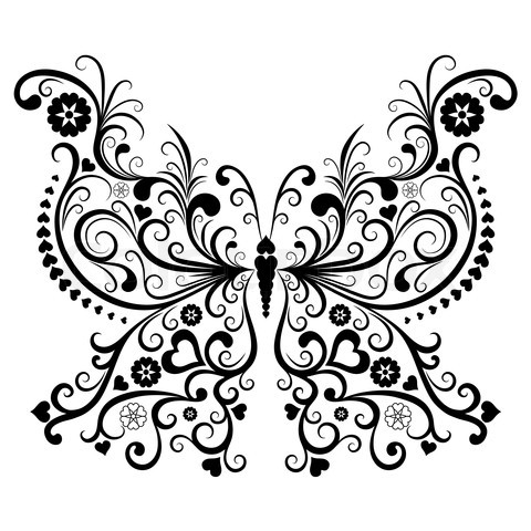 Group of: Vector of 'Vintage black valentine butterfly isolated on ...