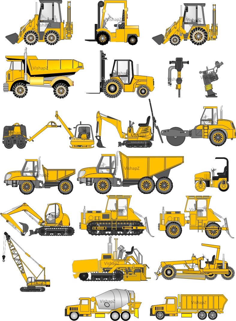 Visio Construction Vehicles Stencils - ViShapz - Cliparts.co