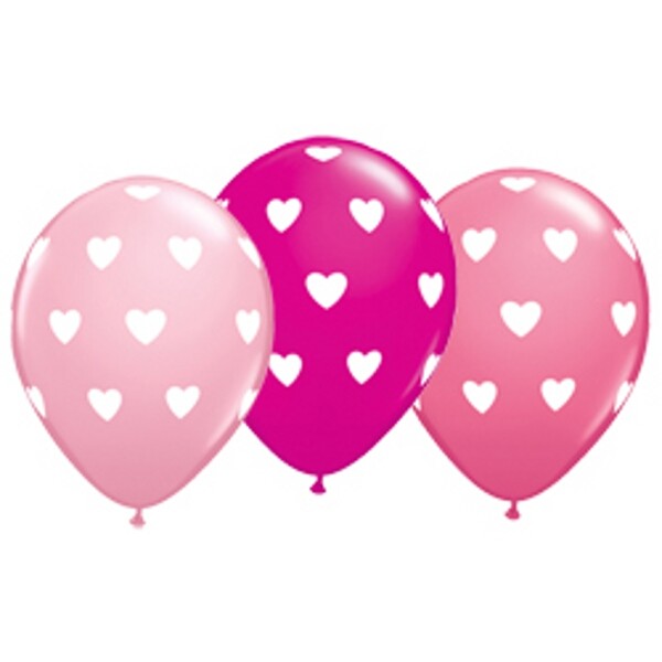 Love Heart Pink Assorted Latex Balloons : Balloons & Party ...