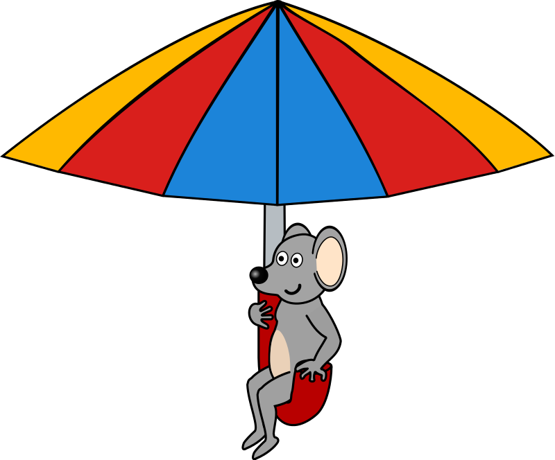 Free Mouse Riding an Umbrella Clip Art