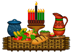 Kwanzaa Clip Art - Kwanzaa Candles, Bean Pot, Wine and Vegetables