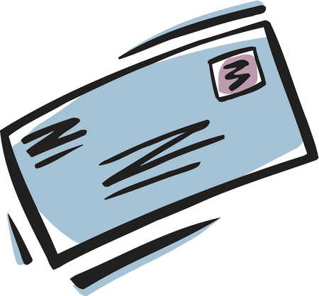 Stock Illustration - A drawing of an envelope containing a letter