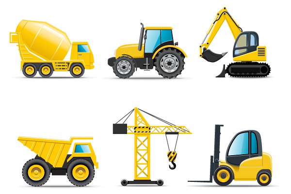 Construction Trucks & Crane Vector | TopVectors.com