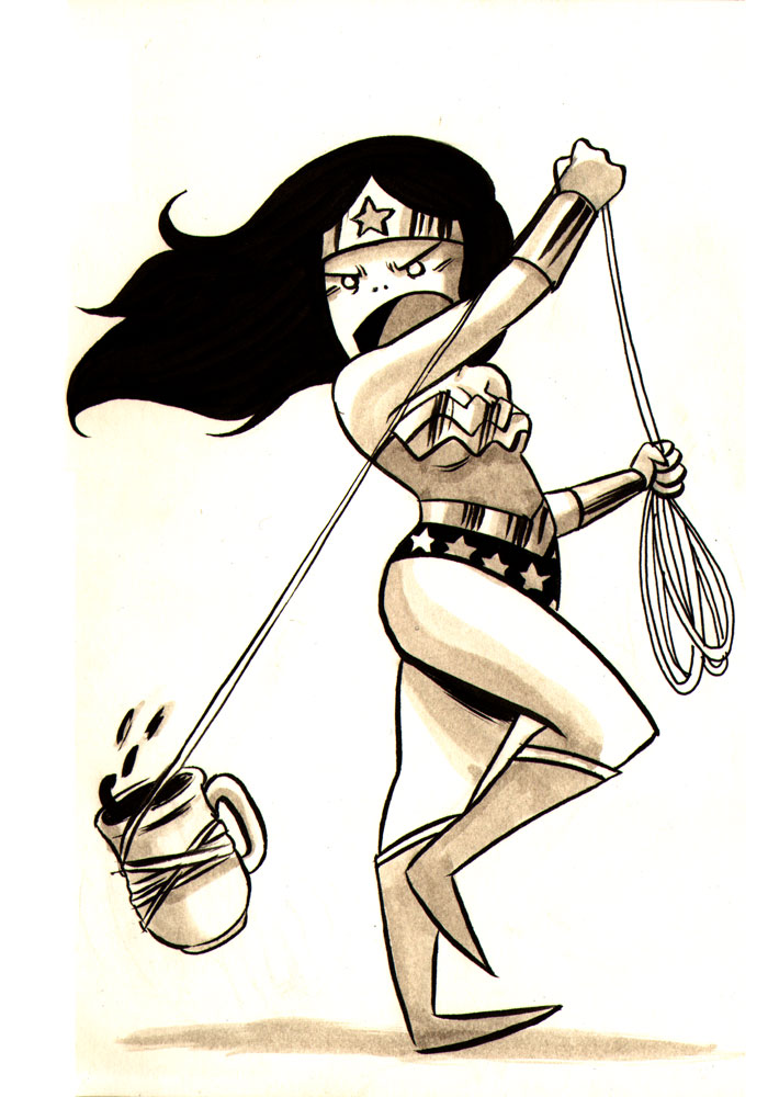 Parting Shot: Emi Lenox's Wonder Woman Lassos a Hot Cup of Coffee