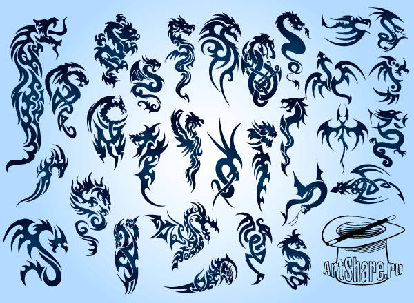 Free Tribal Dragon Clip Art Images | Free Vectors | Pinterest