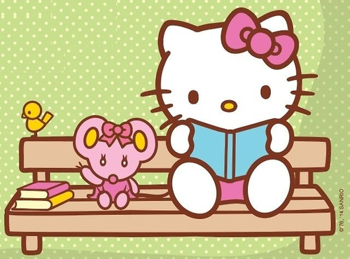 Group of: Hello Kitty reading a book | We Heart It