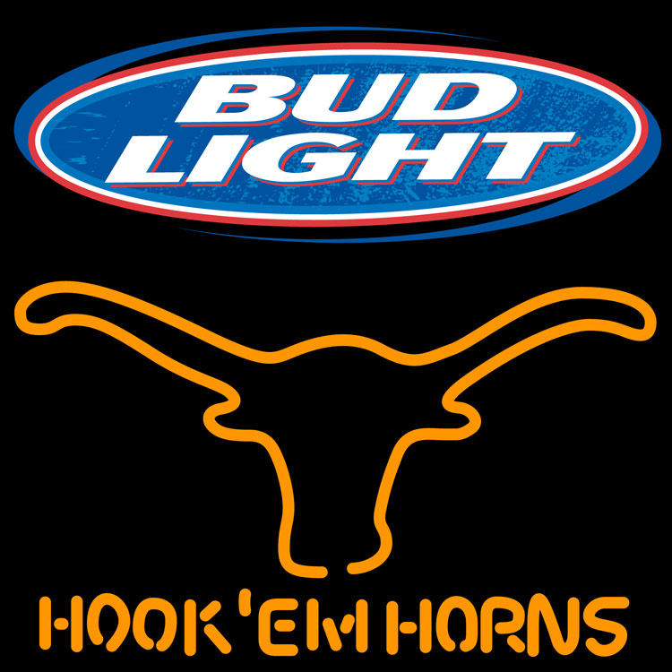 Bud Light Logo Texas Longhorns Hook Em Horns Neon Sign 24x24 | Bud ...