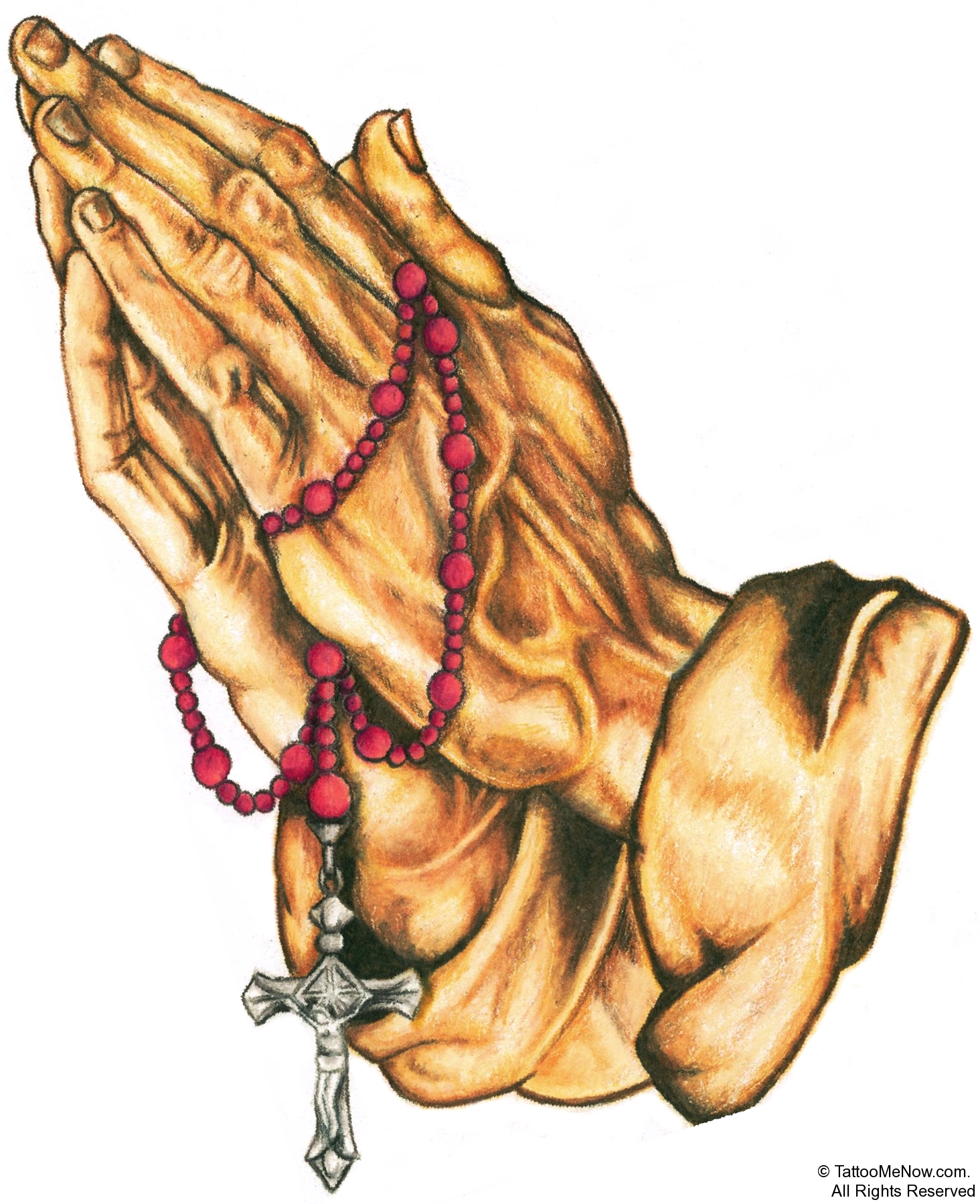 Gallery For > Prayer Hands With Rosary Tattoos
