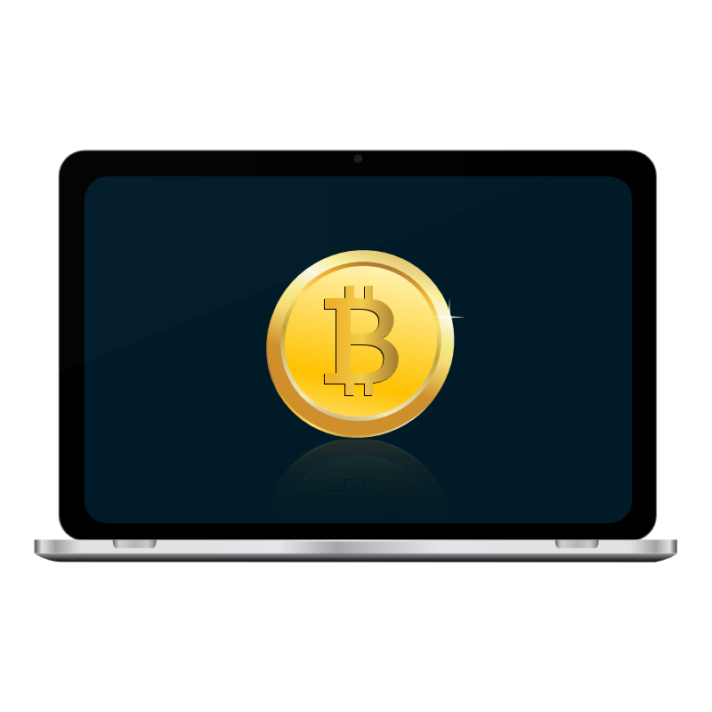 Clipart - Bitcoin in laptop screen