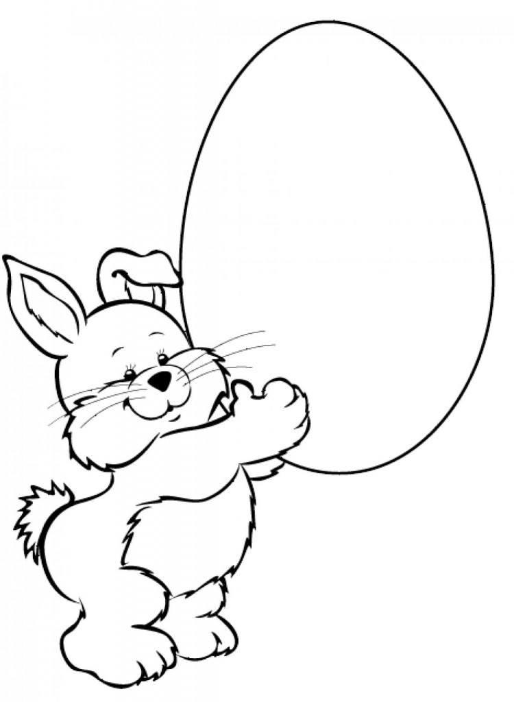 Easter Rabbit With Egg Printable Coloring Pages | Extra Coloring Page