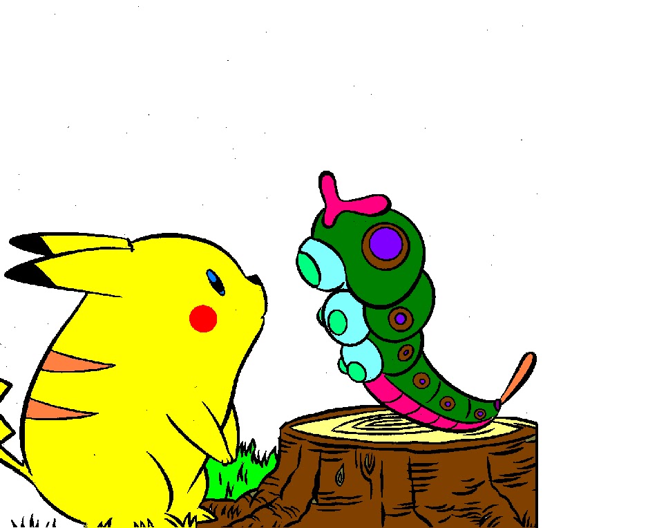 Paint Blog: Pikachu and Caterpie Cartoon