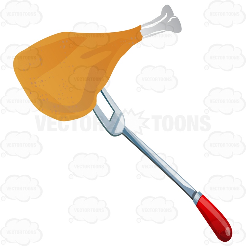 Turkey Leg On A Large Grilling Fork | Stock Cartoon Graphics ...