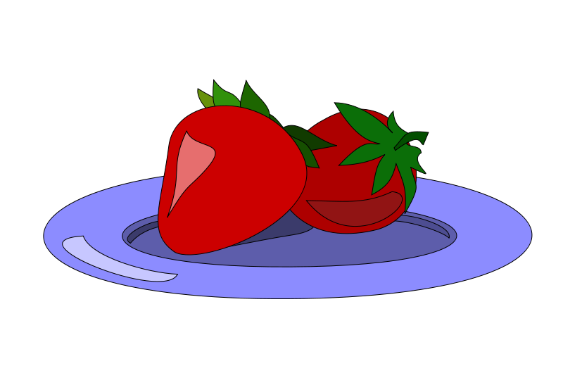 Free Two Strawberries on a Plate Clip Art