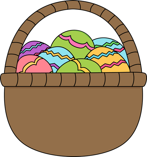 Brown Basket of Easter Eggs Clip Art - Brown Basket of Easter Eggs ...
