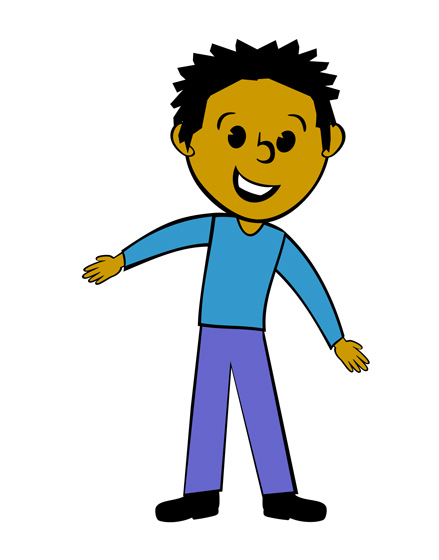 Cartoon Ad Guy in Blue Shirt - Free Clip Art