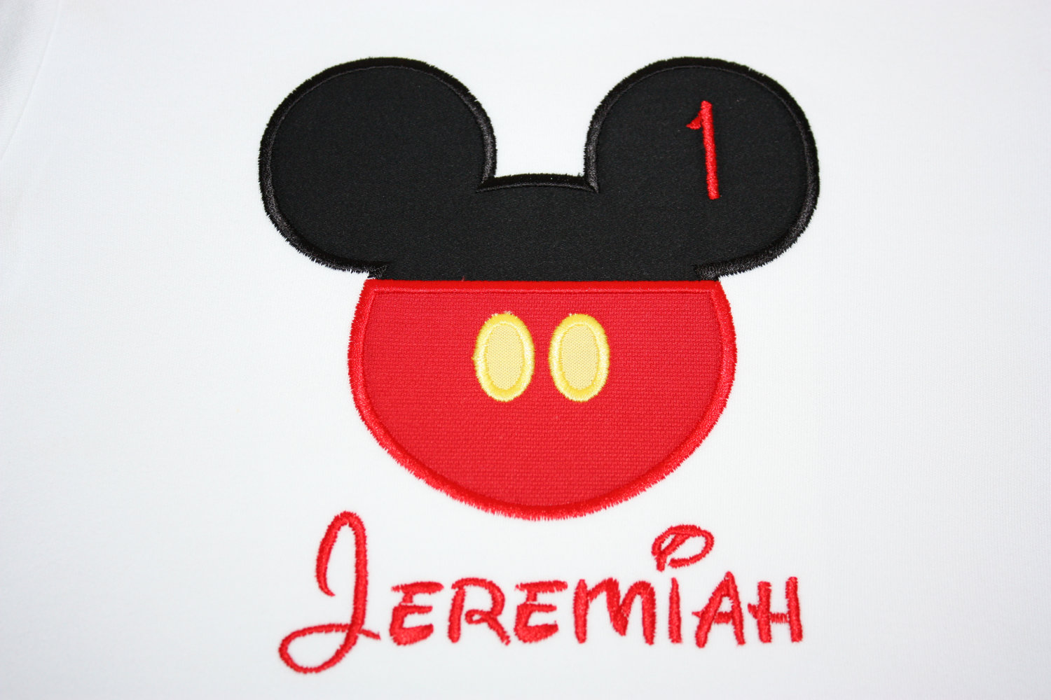 Mickey Mouse Head with Pants and Number by pixiedustpiratehooks