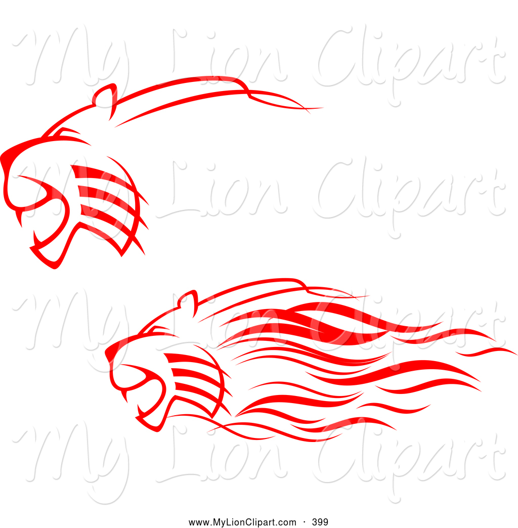 Clipart of Tattoo Design Red Lions Attacking Digital Collage by ...
