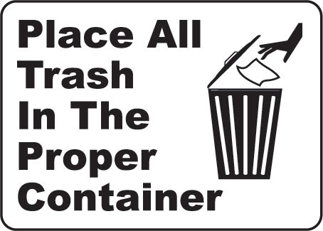 Place Trash Proper Container Sign by SafetySign.com - F2661