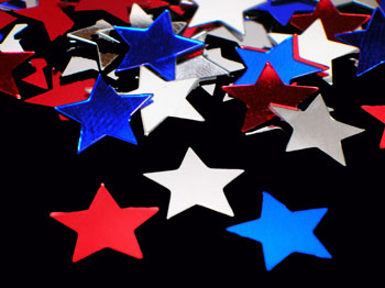 Patriotic Star Confetti, Red, Silver and Blue Stars