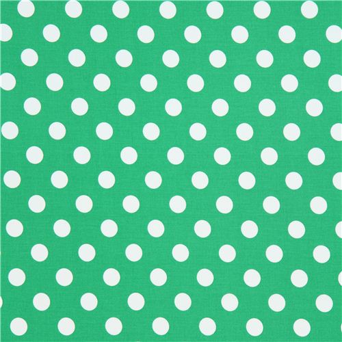 green Michael Miller fabric with white polka dots - Dots, Stripes ...