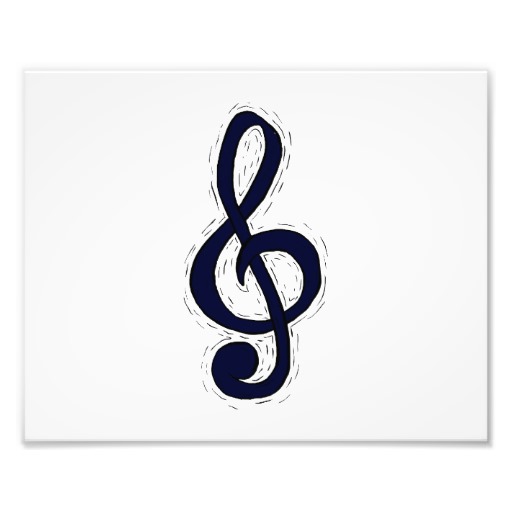 Treble Clef Graphic Design Dark Blue Photo Art | Zazzle