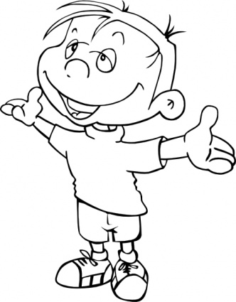 Outline Open People Boy Kid Person Arms Standing Clipart - Free ...