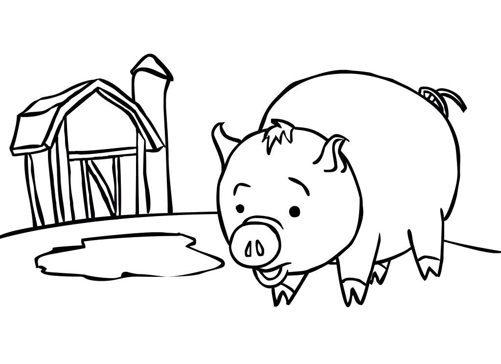 girl and baby pig Colouring Pages