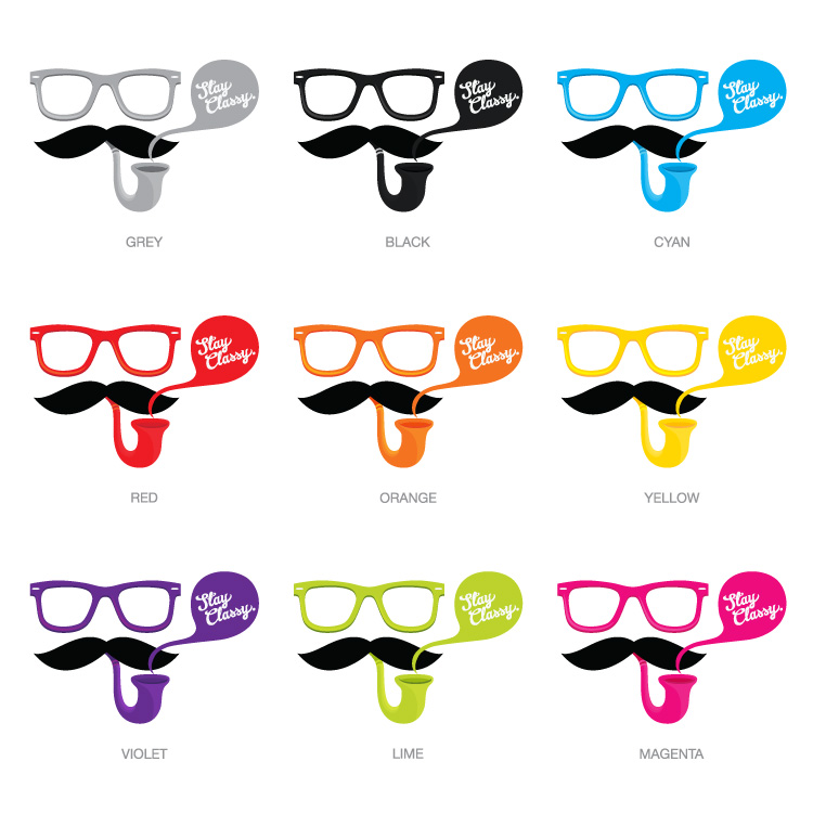 Stay Classy - Moustache, Glasses & Pipe - Printed Wall Decals ...