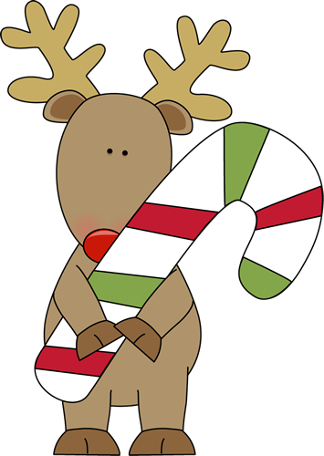 Reindeer Holding a Candy Cane Clip Art - Reindeer Holding a Candy ...