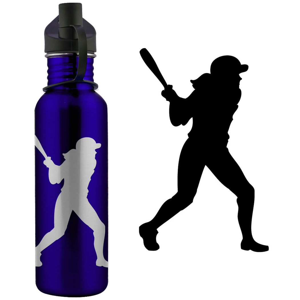 Softball Player Silhouette 24 oz Stainless Steel Water Bottle -LE ...