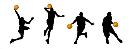 Basketball action figure silhouettes vector material - Download ...