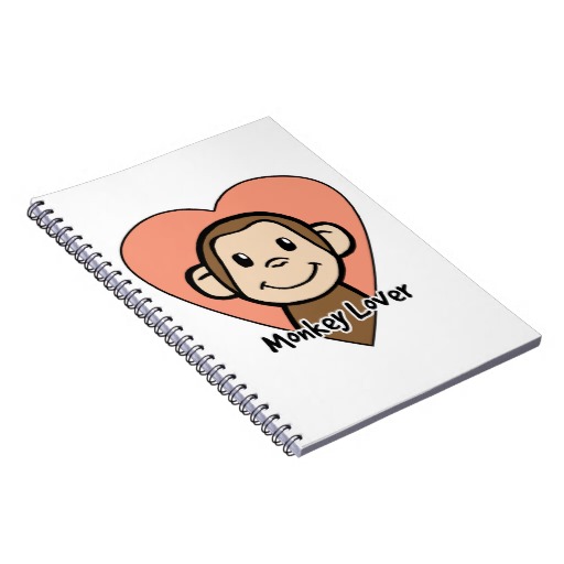 Cute Cartoon Clip Art Smile Monkey Love in Heart Note Book | Zazzle