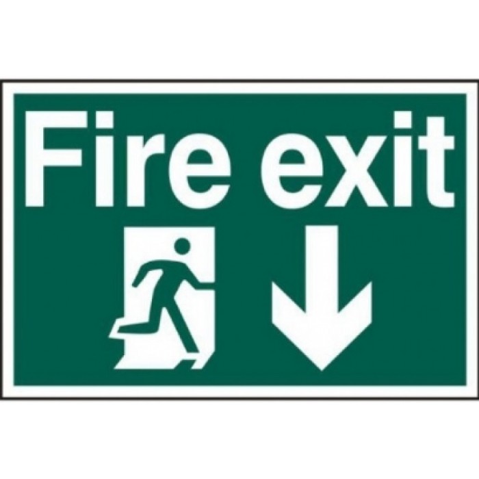 Fire Exit Image With Arrow Pointing Down Sign