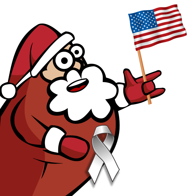 Free Funny Looking Santa Holding an American Flag Clip Art