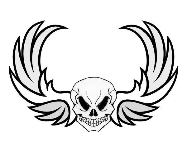 Grinning Skull Curved Wings by WarGodDarkWolf on DeviantArt