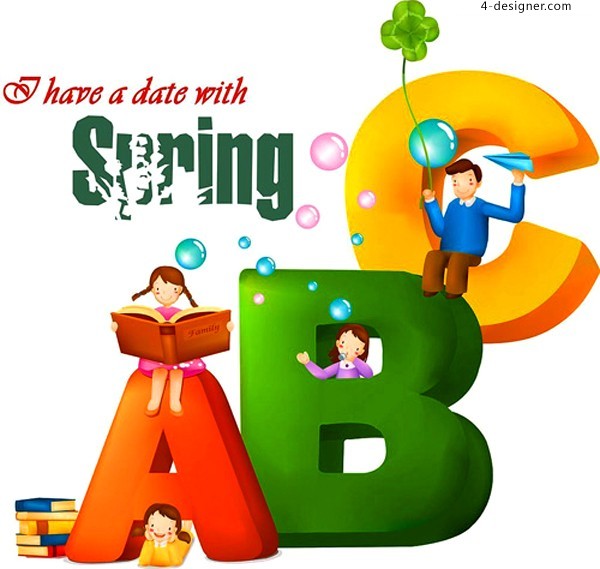 4-Designer | Children learning theme cartoon illustrator vector ...