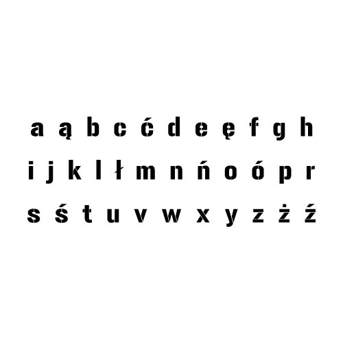 Alfabet GUNPLAY małe litery - komplet 34 szablonów z tworzywa ...
