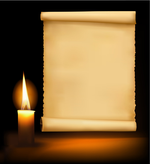 Old Paper Scrolls and candle design vector 01 - Vector Other free ...