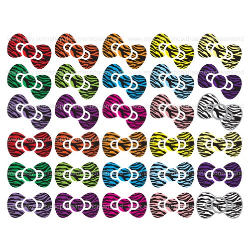 Printable Clip Art Digital PDF PNG File - Bow Zebra Print ...