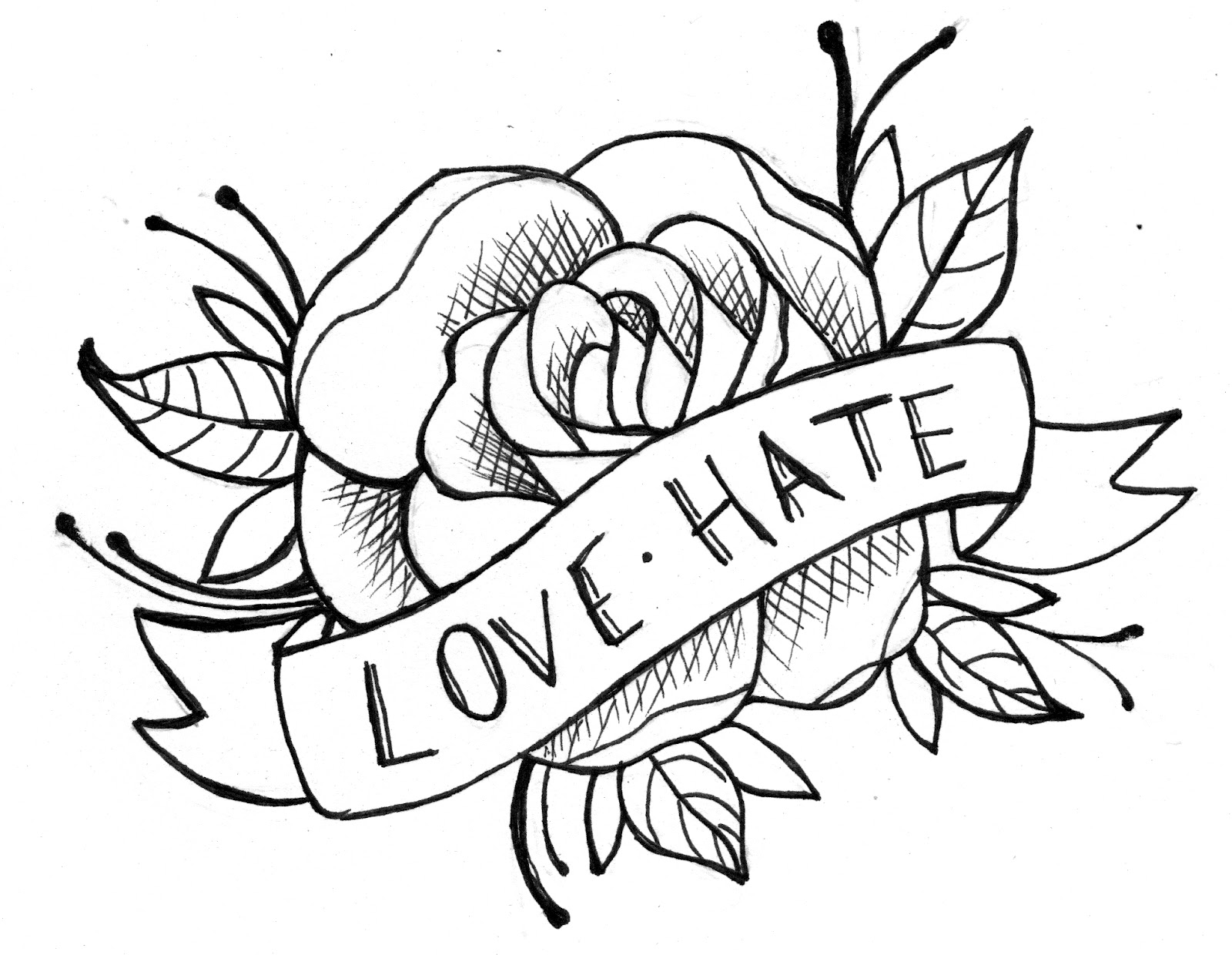 Simple Line Drawing Of A Rose | Line Drawing