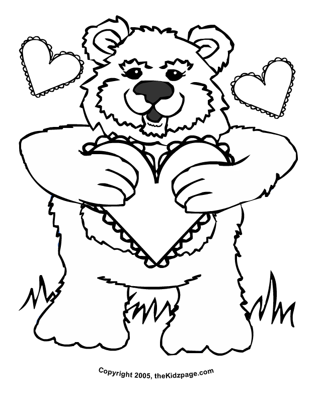 Valentine's Day Bear - Free Coloring Pages for Kids - Printable ...