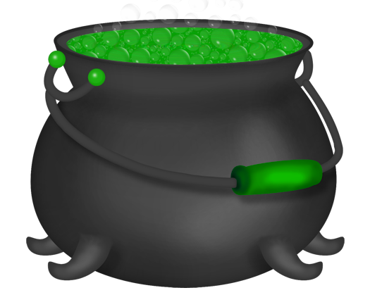 Halloween Green Witch Cauldron Clipart