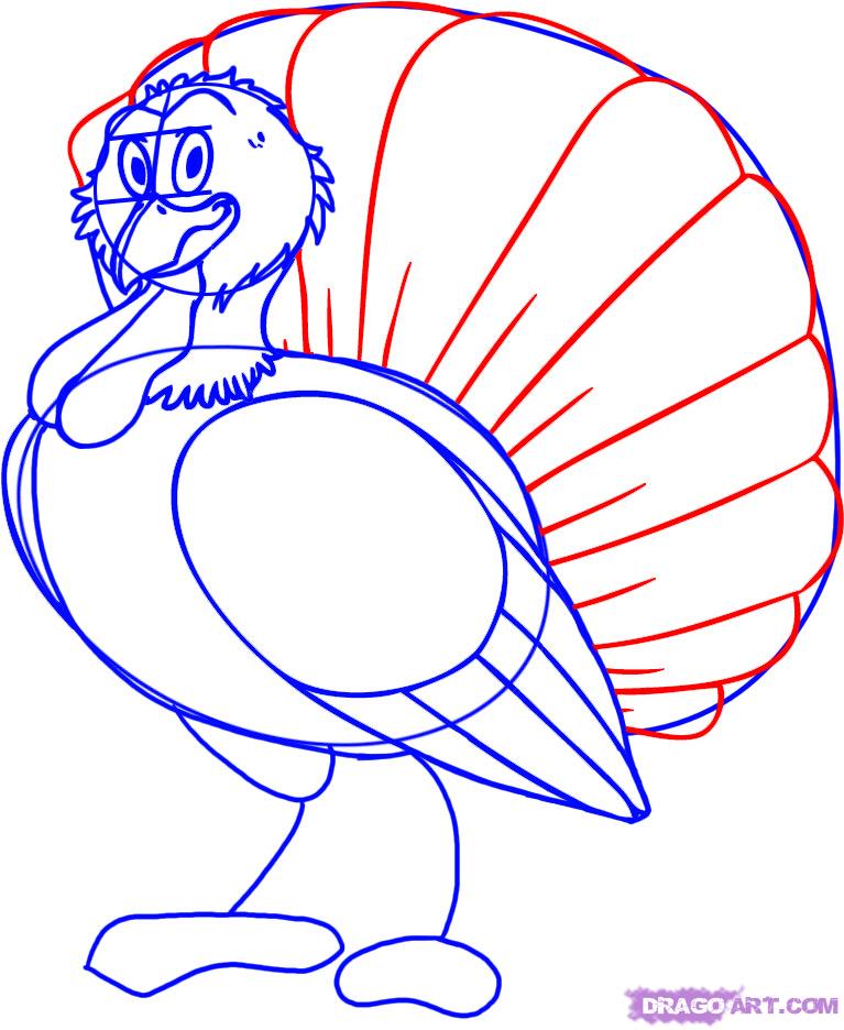 How to Draw a Cartoon Turkey, Step by Step, Cartoon Animals ...