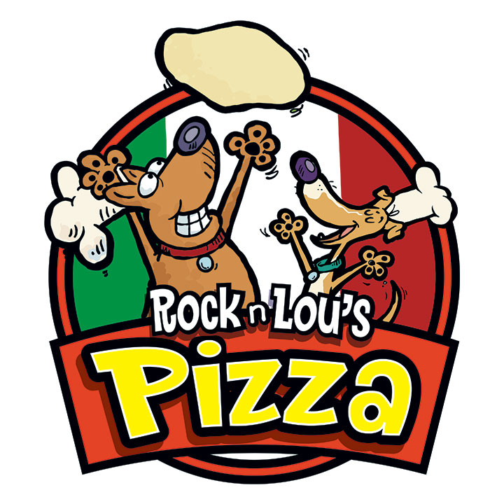 Cartoon Logo Rock and Lous Pizza | Cartoon Logos and Mascots