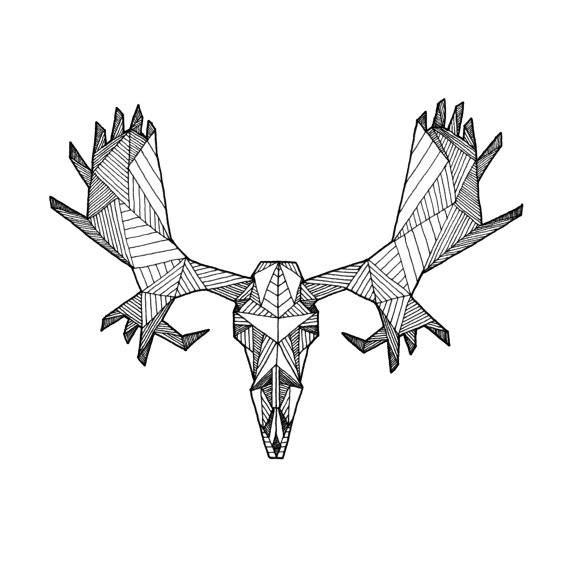 Detailed Geometric Moose Skull Drawing by PigmentPlusSurface ...