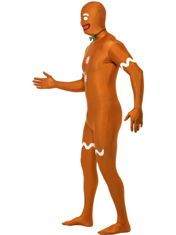Gingerbread Man Second Skin Costume, Adult Christmas Fancy Dress ...