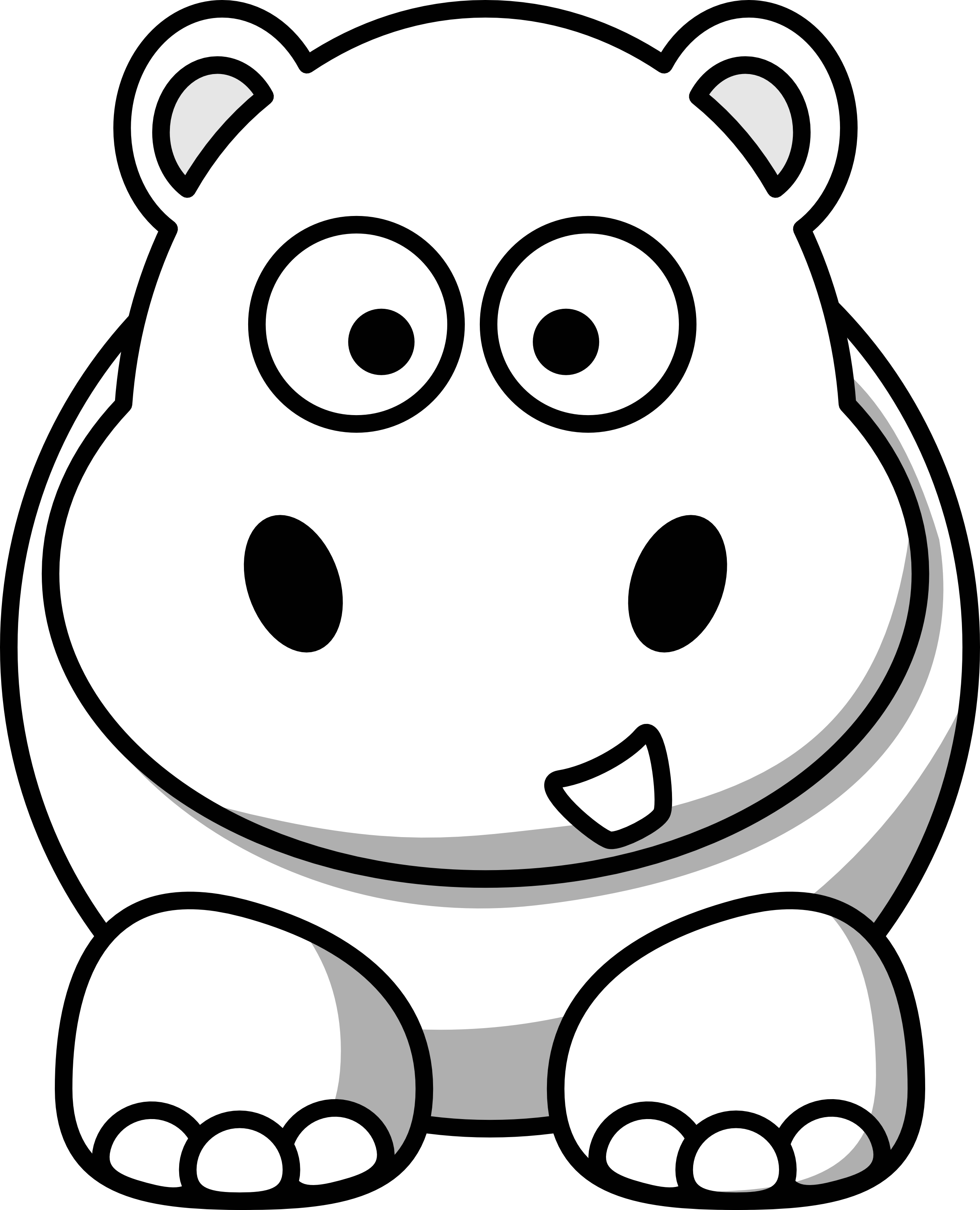 Cartoon Hippo Black White Line Art Scalable Vector Graphics SVG ...