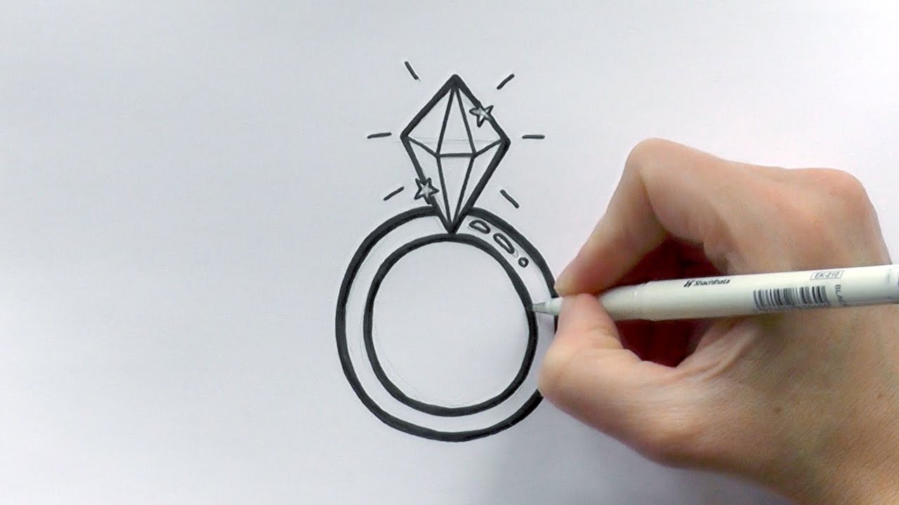 How to Draw a Cartoon Diamond Ring For Valentine's Day - YouTube