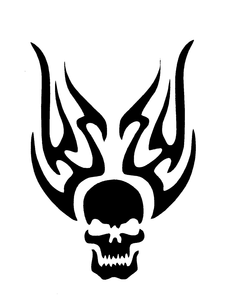 Skull With Shooting Flames Tattoo Stencils are Ideal for Glitter ...