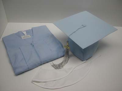 Light Blue Graduation Gowns, Robes, Cap, Tassel, Polyester